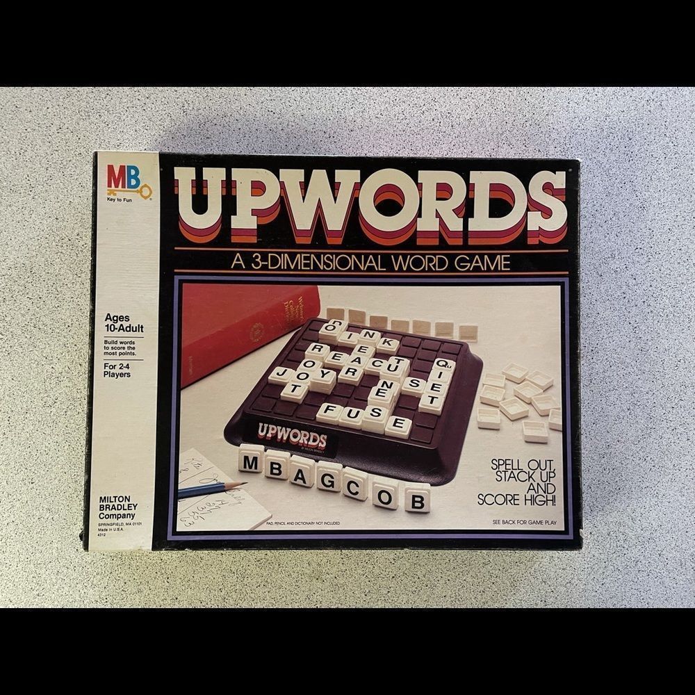 Vintage 1983 Milton Bradley Upwords 3-dimensional word game.